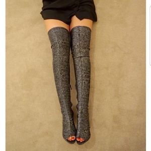 BNIB Black glitter over the knee thigh high boots!